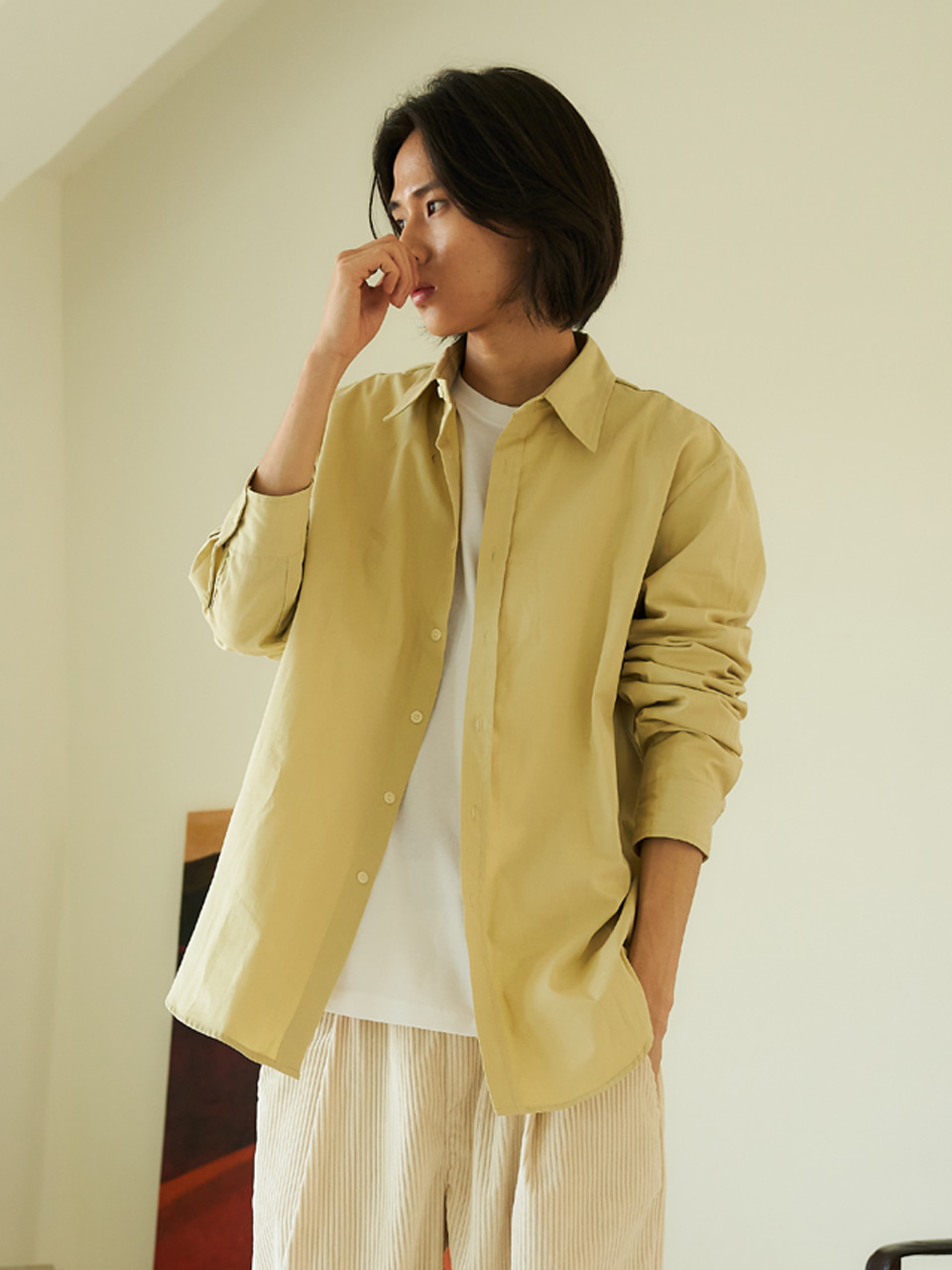 twill cotton shirts [relax fit]_yellow_남녀공용