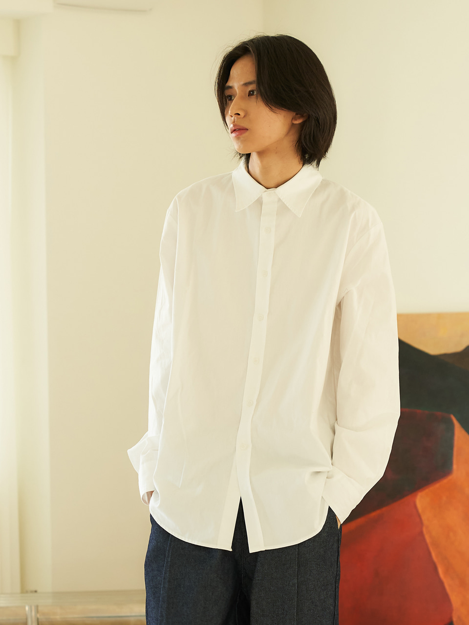twill cotton shirts [relax fit]_white_남녀공용